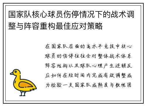 国家队核心球员伤停情况下的战术调整与阵容重构最佳应对策略 国家队核心球员伤停情况下的战术调整与阵容重构最佳应对策略
